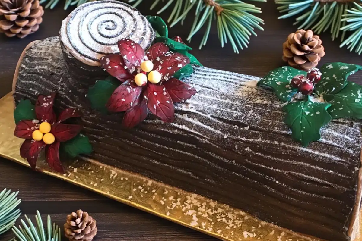 A Christmas Yule log cake from Amphora Bakery