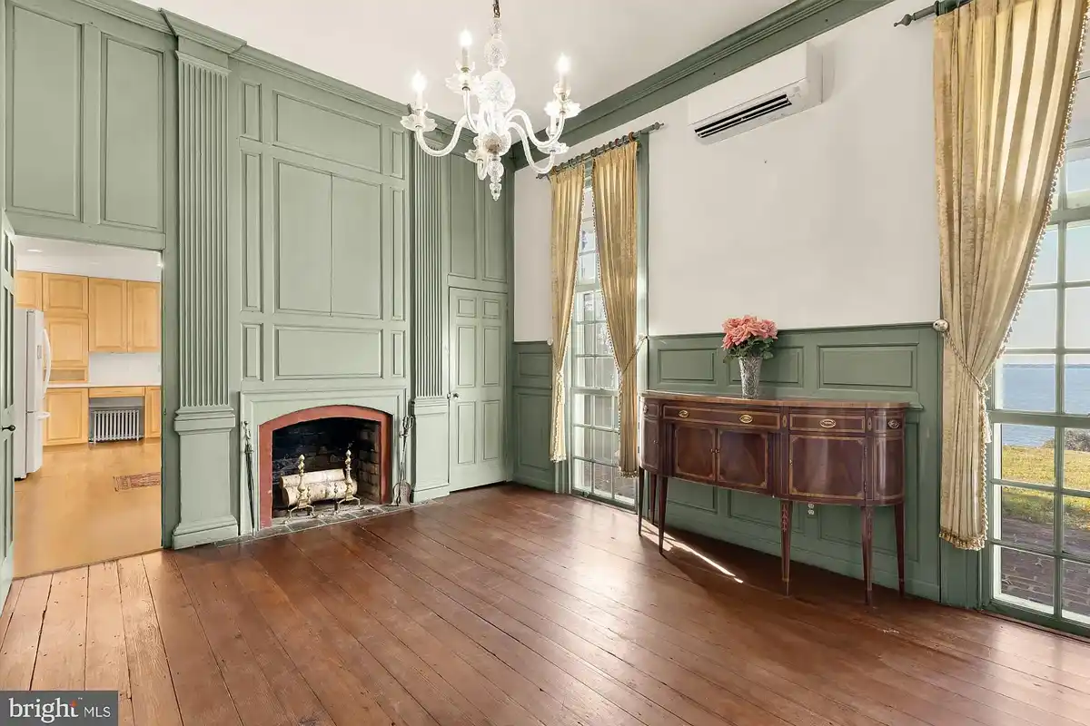 formal dining room with custom chandelier 