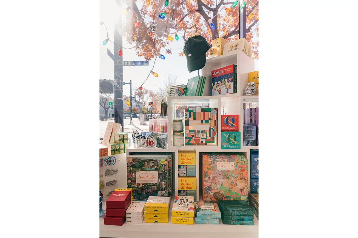a window display of stationery and gifts at Penny Post in Alexandria