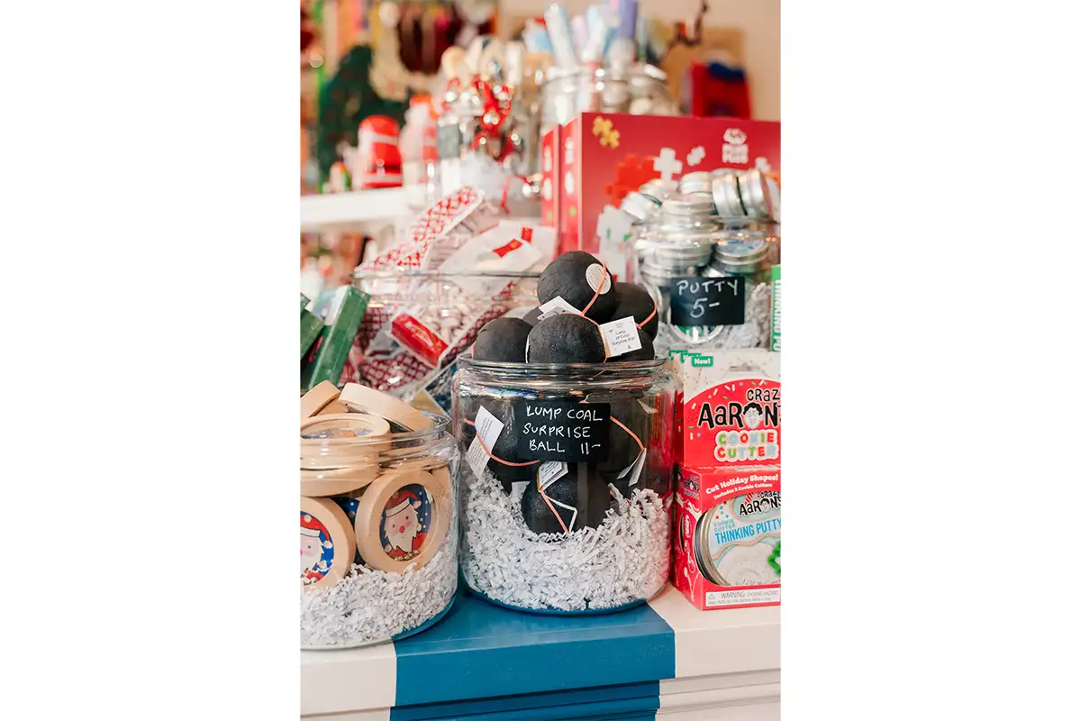 holiday display at Pippin Toy Co. in Alexandria