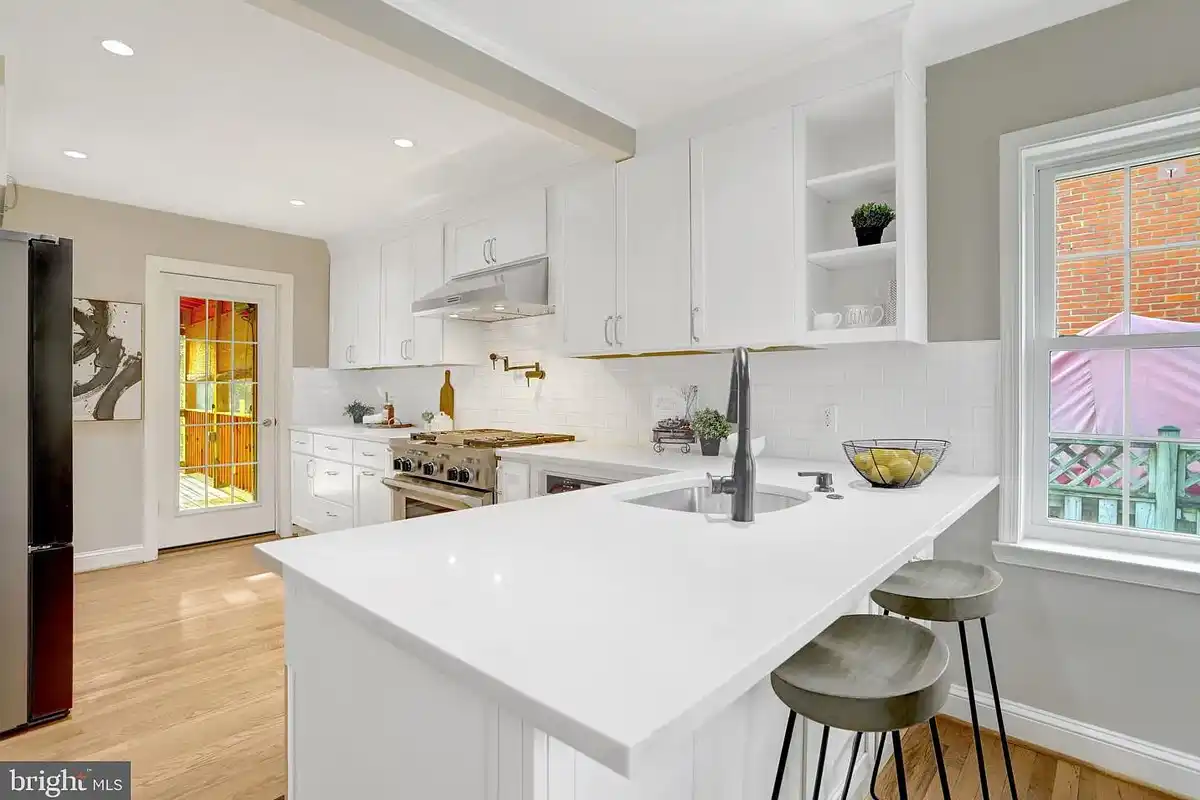 kitchen with countertop seating and new counters