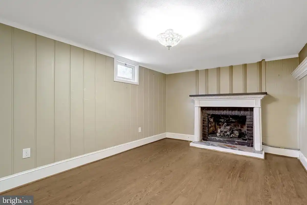 recreation room with fireplace
