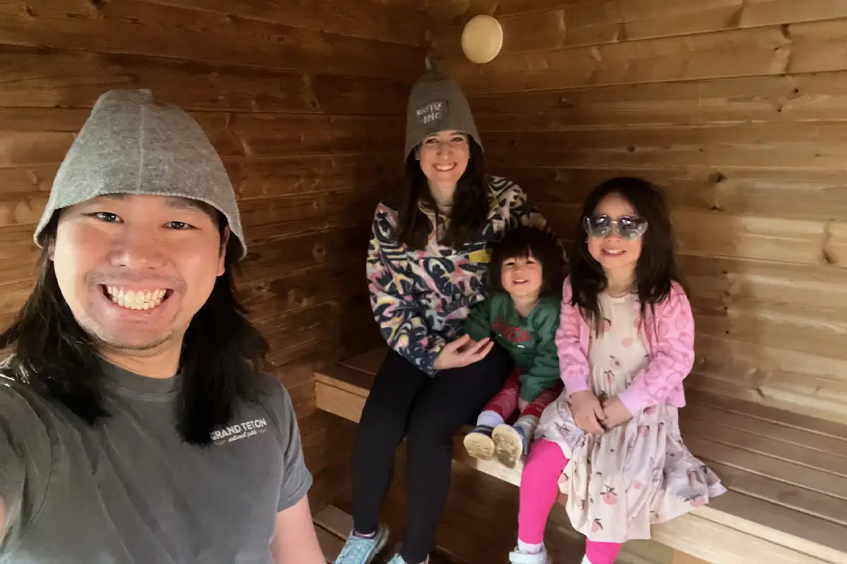 Steven Hu and Kira Self with kids