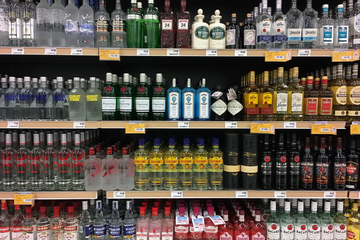 liquor store shelves