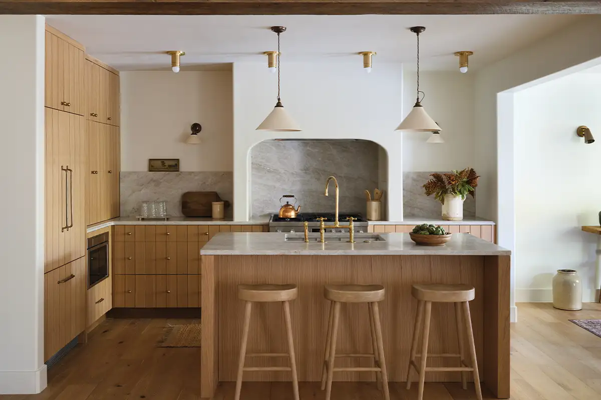 Kitchen with neutral-toned wood