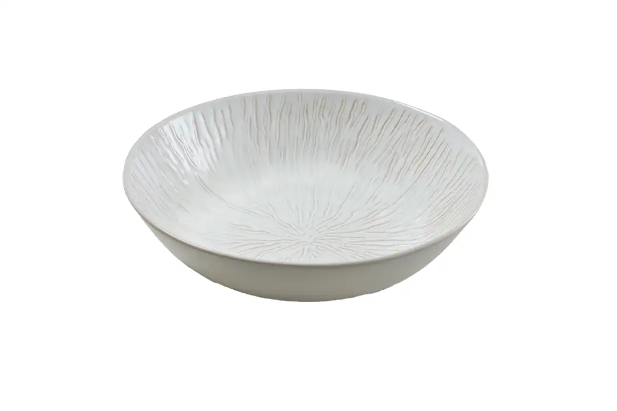 Textured, white serving bowl