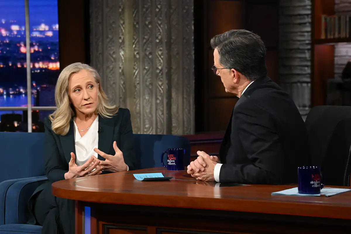 Abigail Spanberger with Stephen Colbert