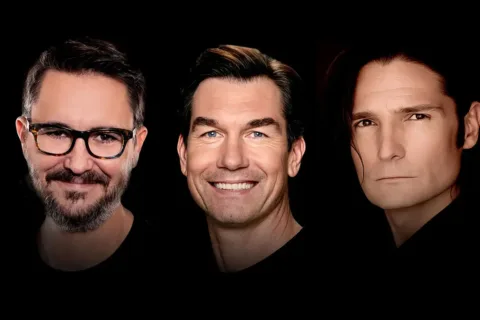 headshots of "Stand Ny Me" actors Corey Feldman, Jerry O’Connell, and Wil Wheaton