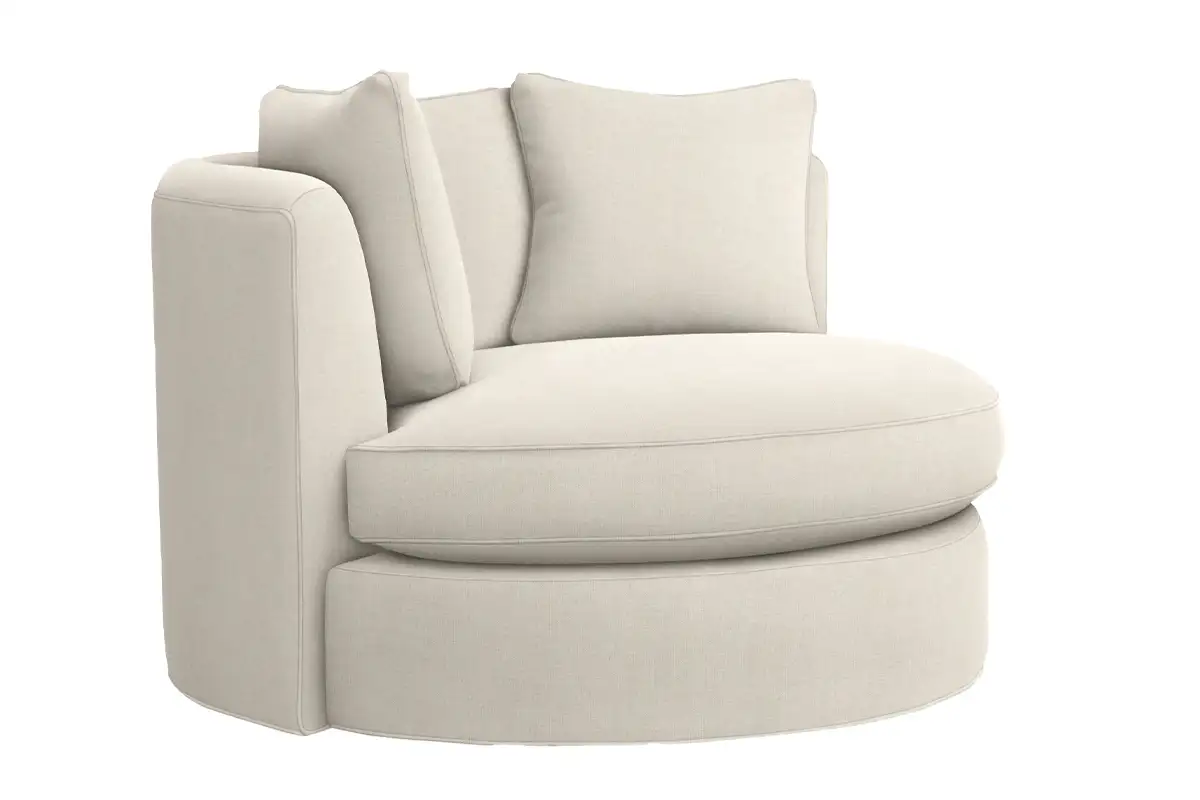 White plush swivel chair
