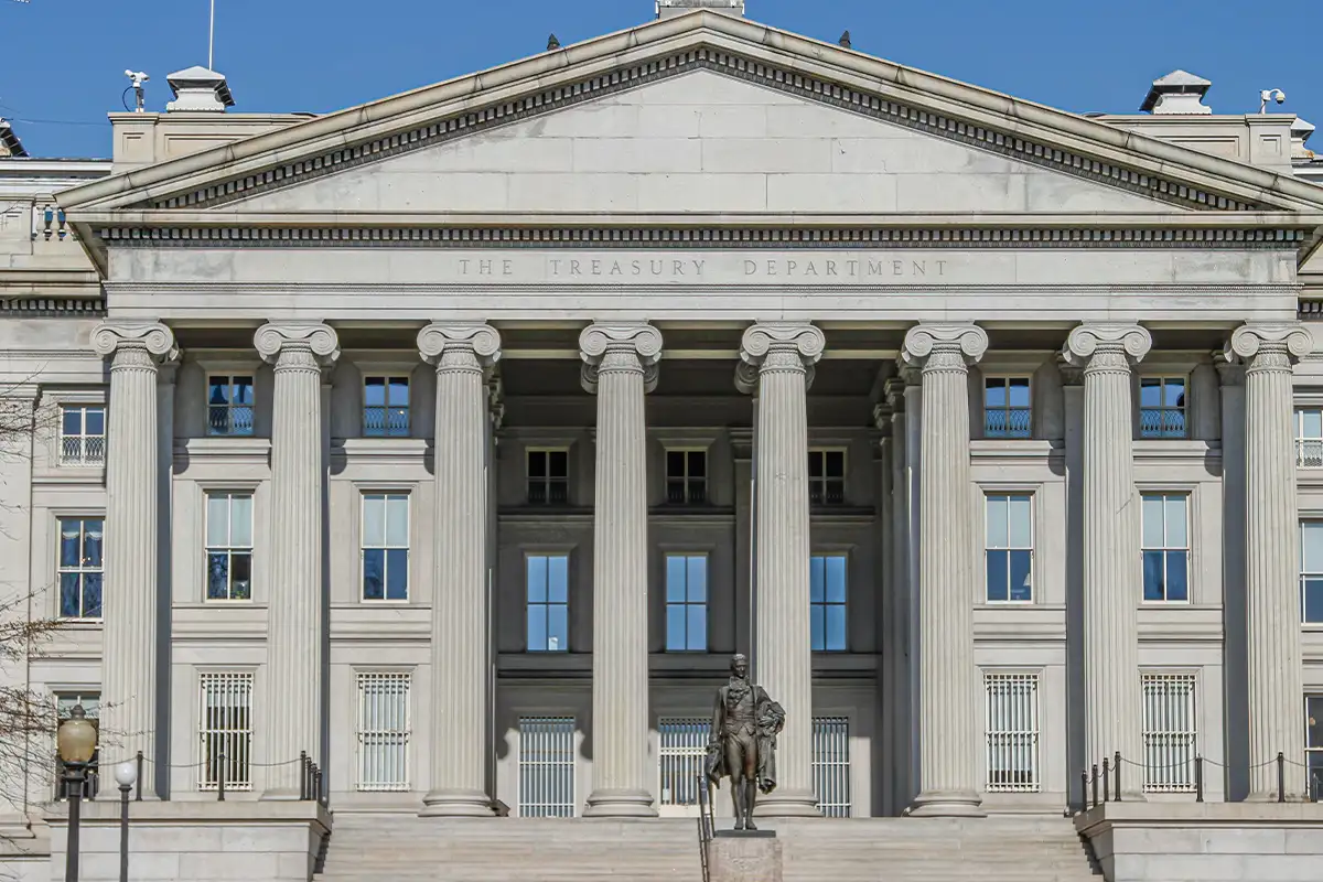 The U.S. Treasury Department building in DC