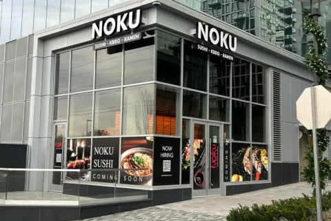 The exterior of the new Noku Sushi opening in Reston