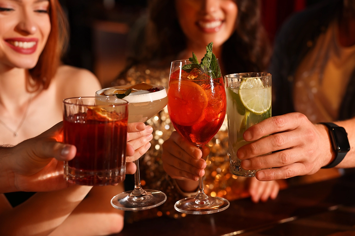 group of women cheersing drinks