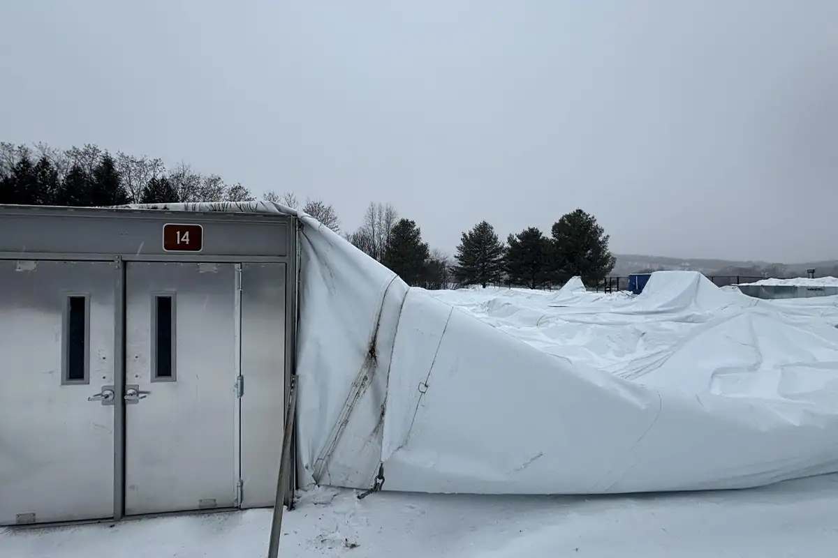 a tennis bubble collapsed at Ida Lee Park in Leesburg during a winter snowstorm