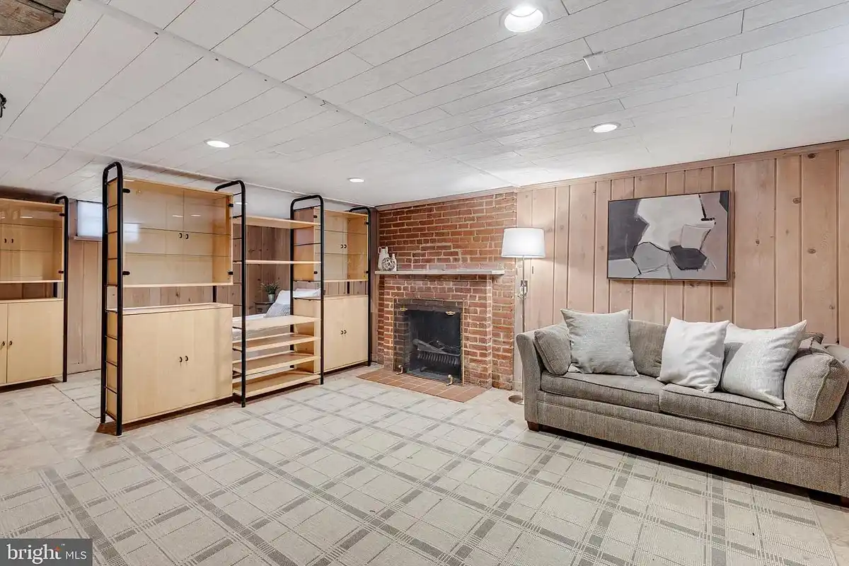 finished rec room with area for bed