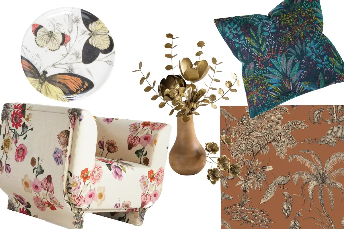 Collage of botanical home finds