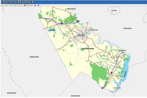 a screen shot of Prince William County's countywide interactive map that allows residents, property owners, county staff and other stakeholders to easily track data center projects
