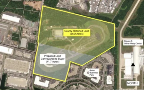 a map of the current land used as a police training center in Chantilly, including the land proposed for sale to a data center developer