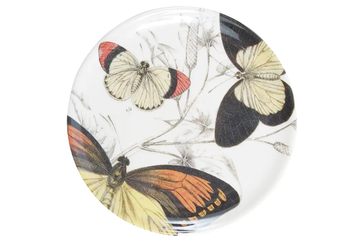 Coaster with butterfly pattern