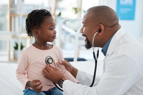 Child at pediatric cardiologist