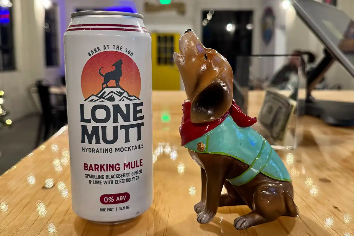 lone mutt beer car with dog figure