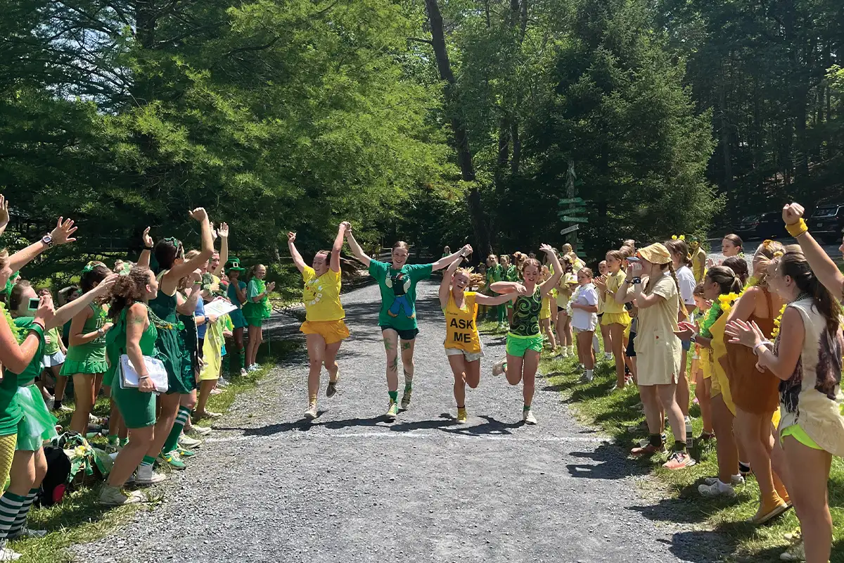 Campers running in race