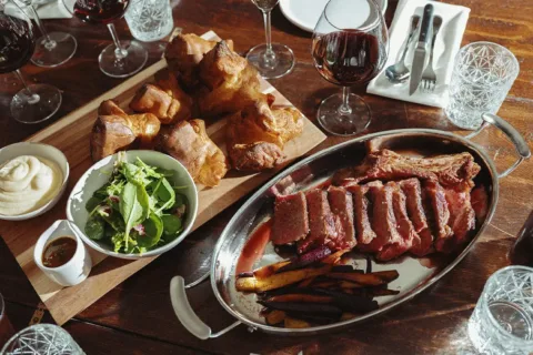 food on a table at Hunter's Head Tavern