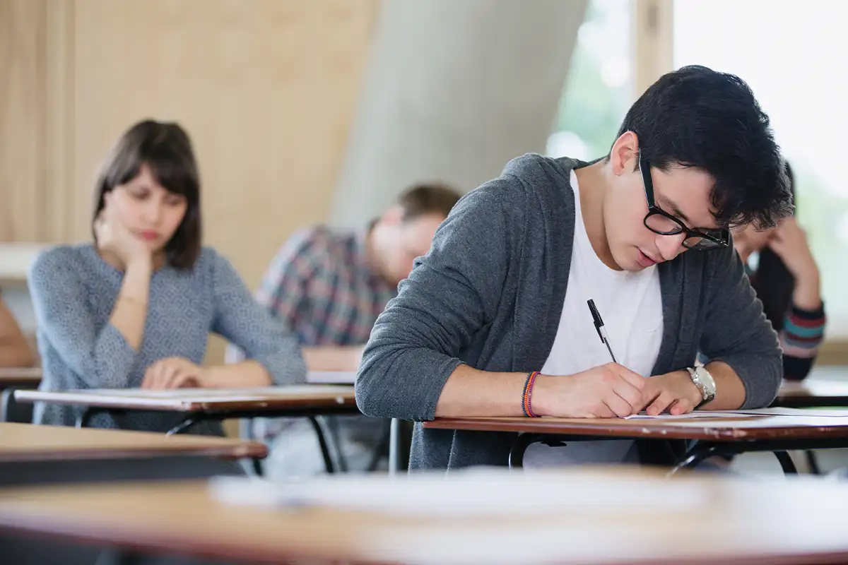 Student taking test