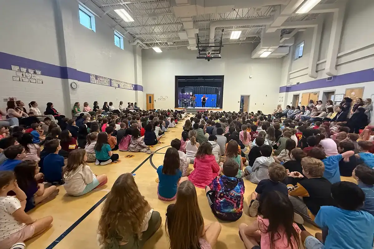 Mount Daniel Elementary Music Residency kids in auditorium