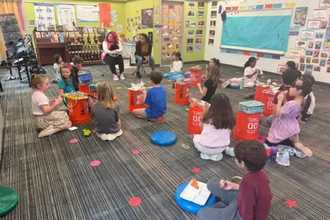 Mount Daniel Elementary Music Residence kids in classroom