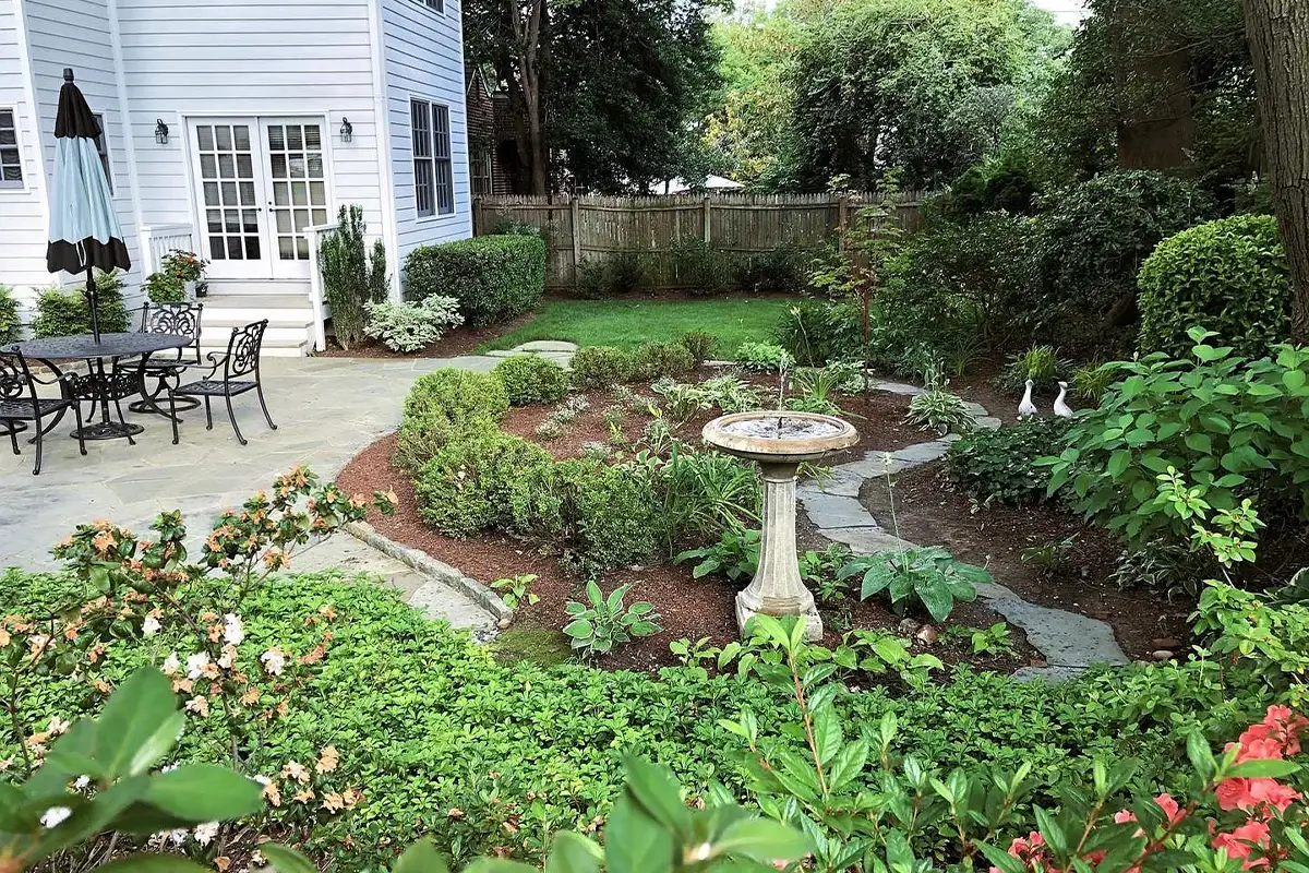 Back yard with landscaping
