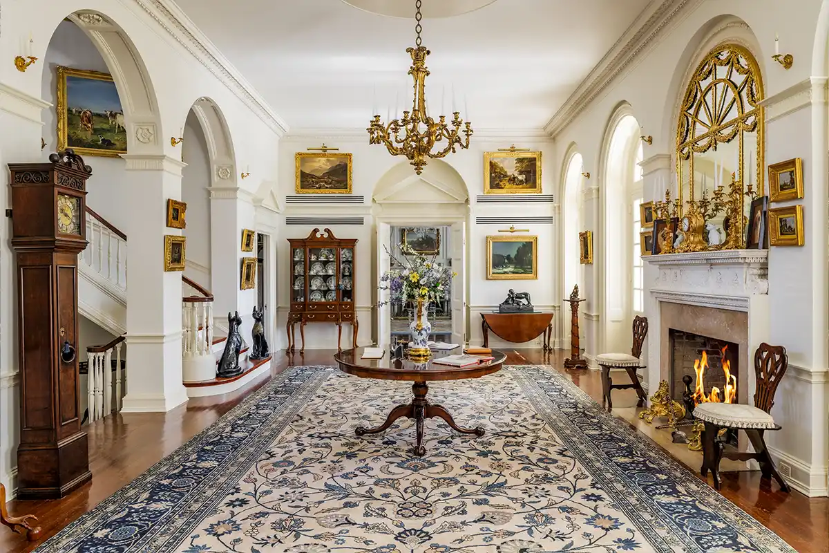 ayrshire farm hallway with restored fireplace
