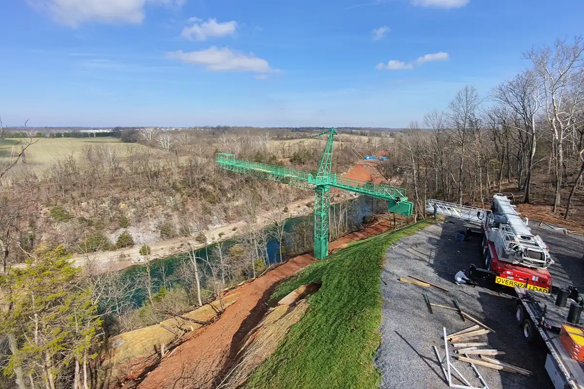bungee jumping tower overlooking harpers ferry