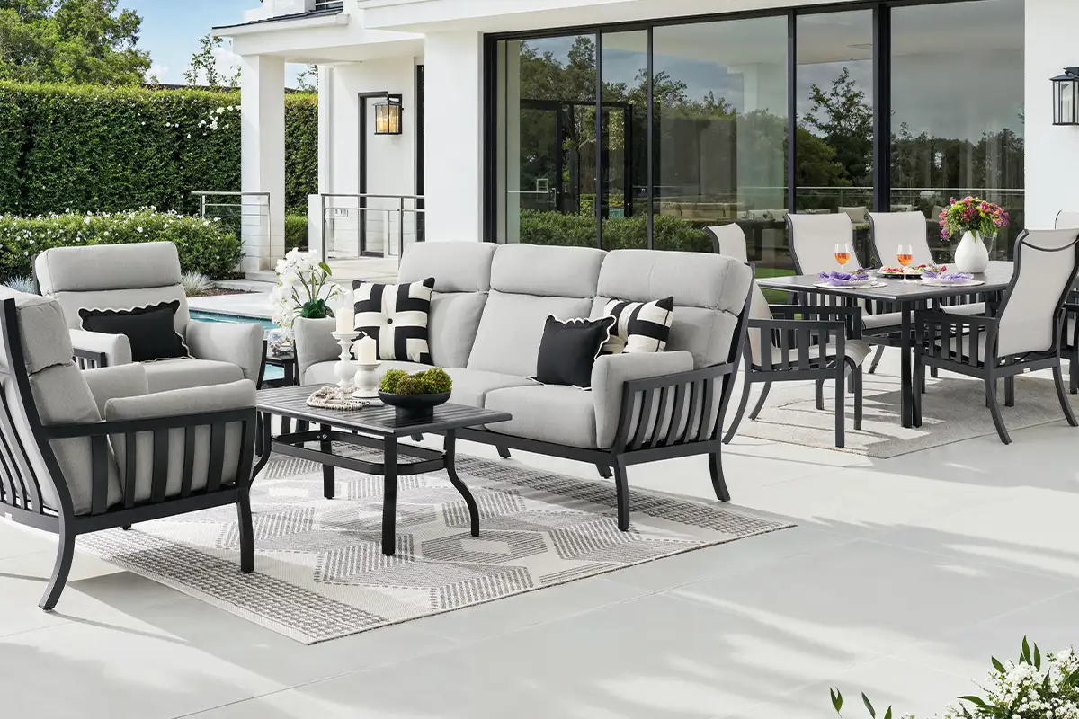Outdoor furniture on a patio