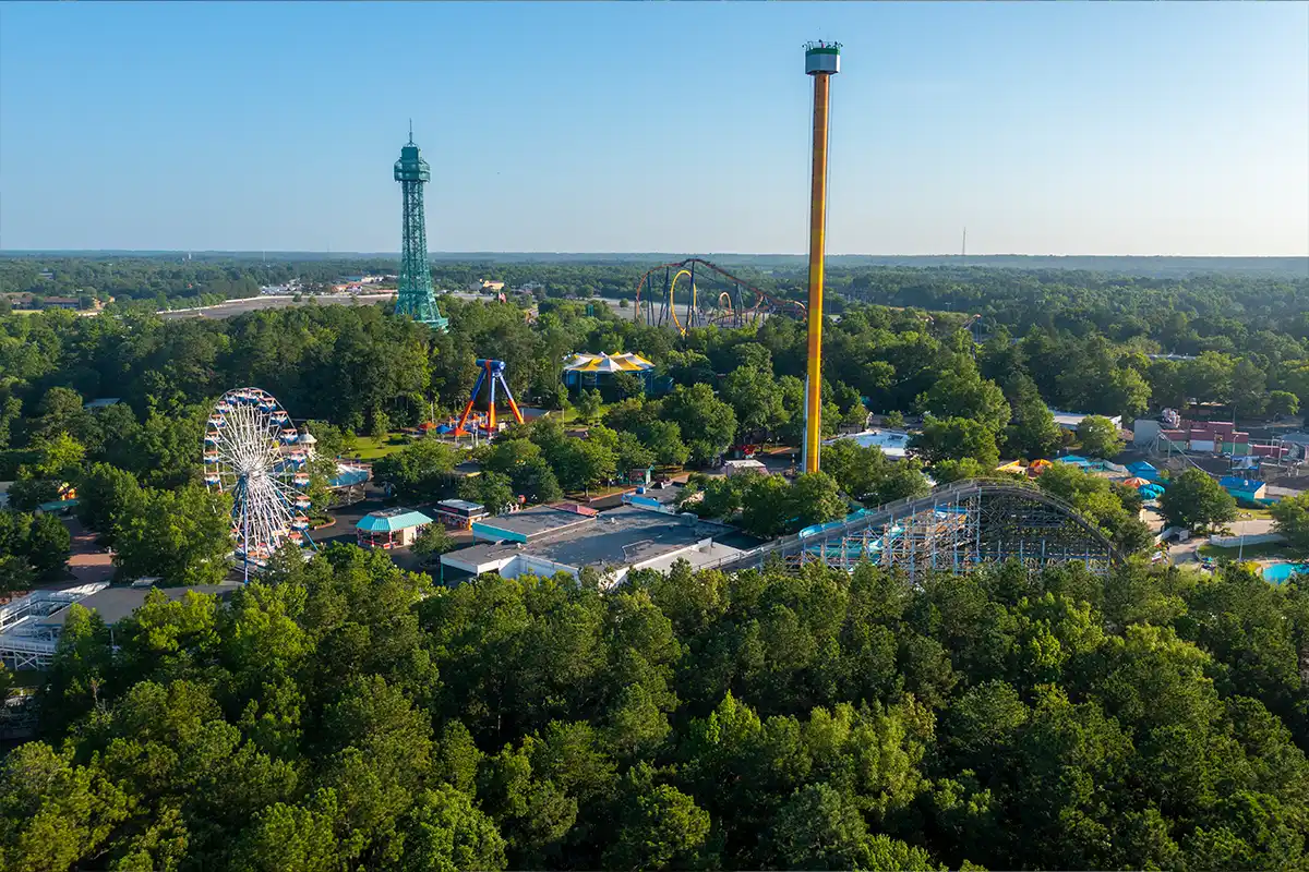 aerial shot of kings dominion amusement park