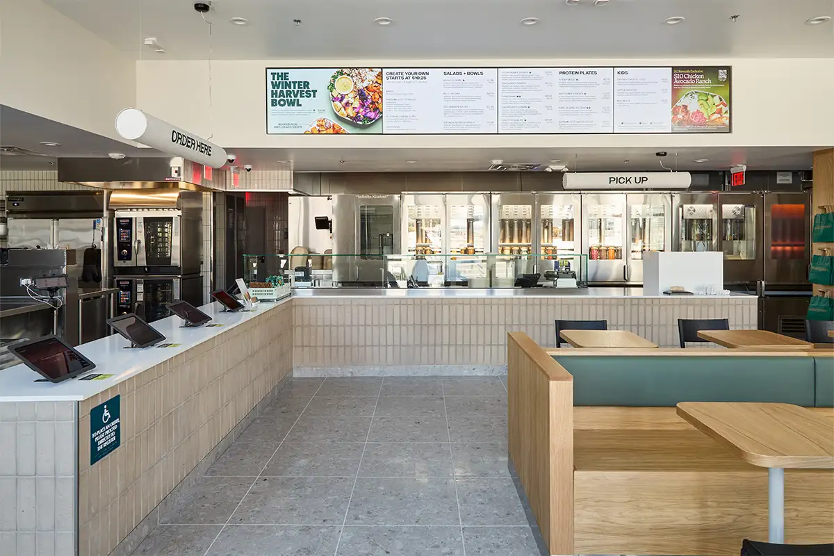 The interior of the new Tysons Corner Sweetgreen