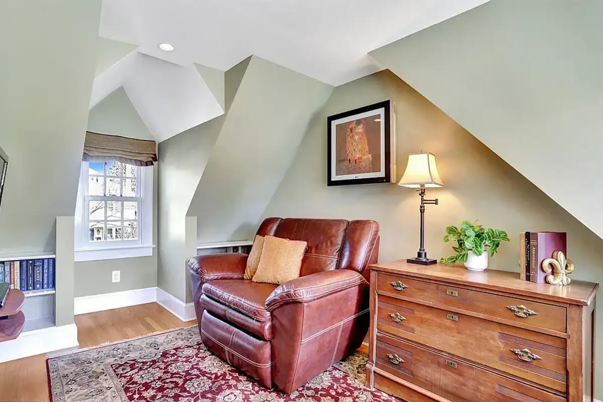 Home office with built-in bookshelves of 102 West Mason Ave