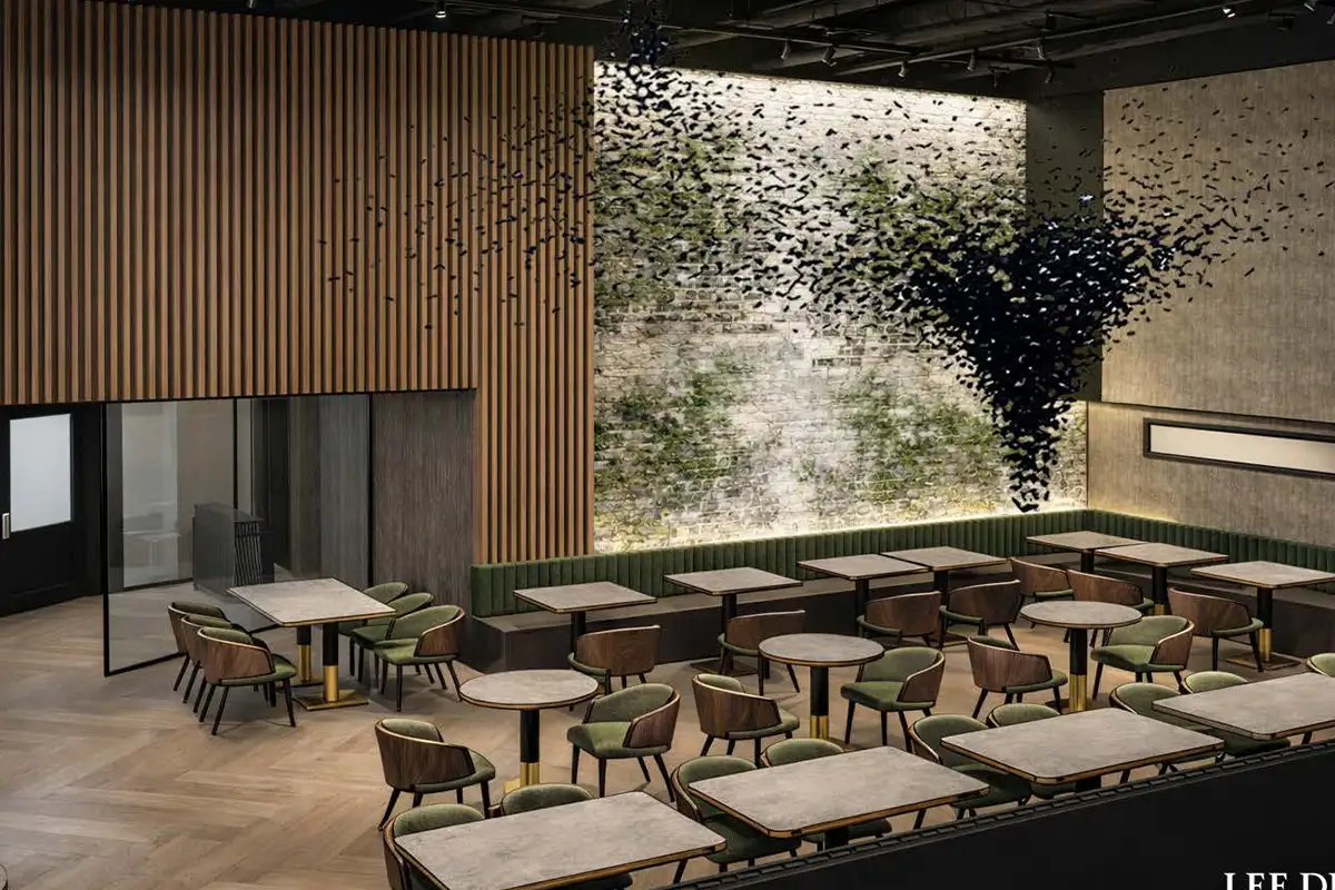 Rendering of the interior dining space at Boulevard in Arlington