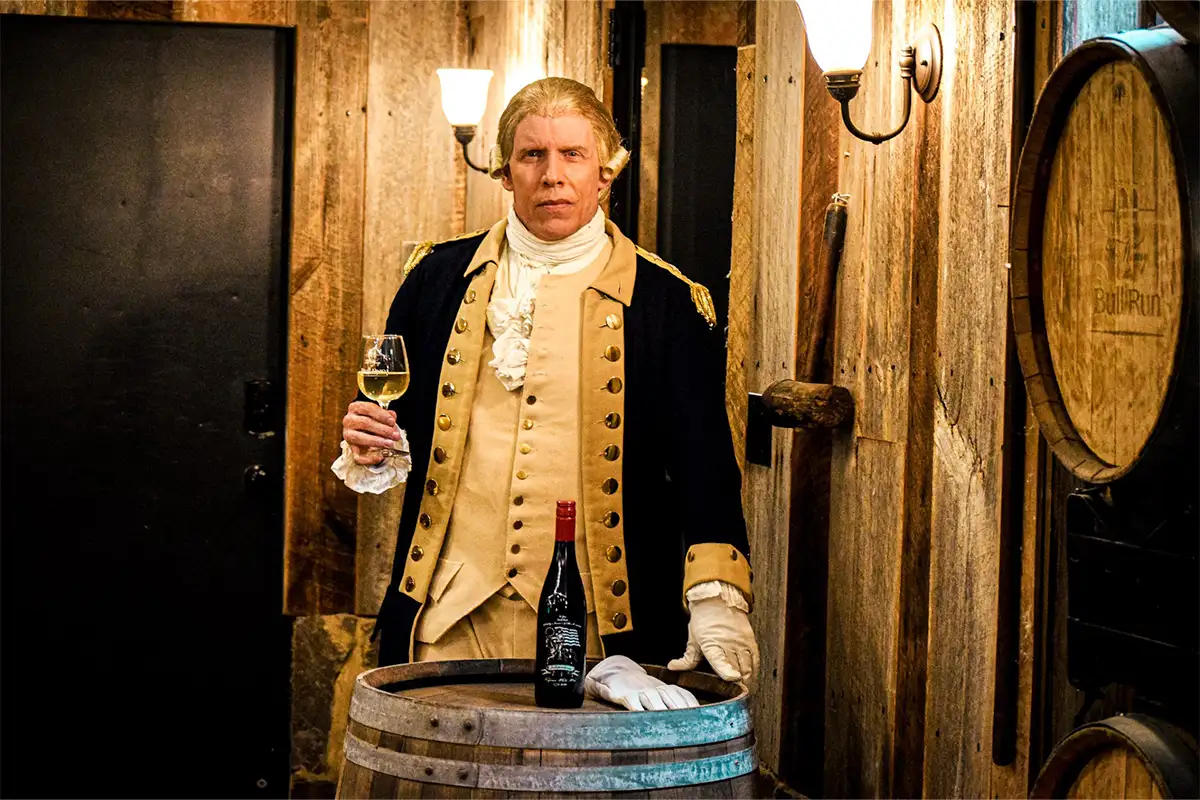 Man dressed at George Washington for Patriots Day at The Winery at Bull Run