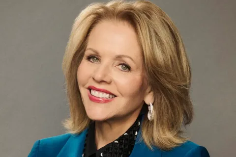 a head shot of opera singer Renee Fleming in a blue blazer