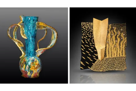 Works by Jack Charney (left) and Namu Cho (right)