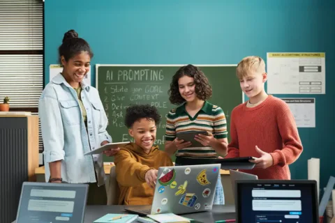 Students using AI in classroom