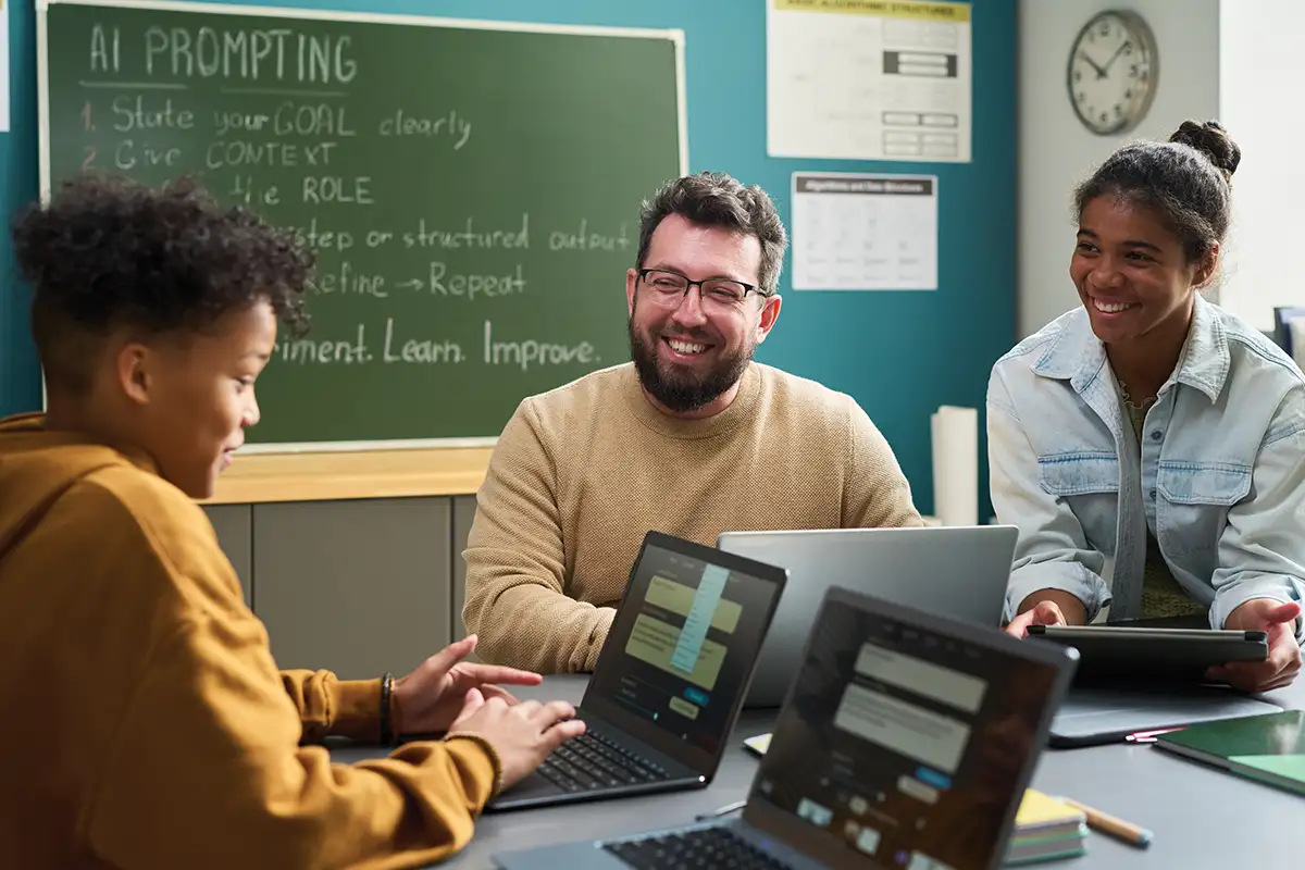 Students using AI in classroom