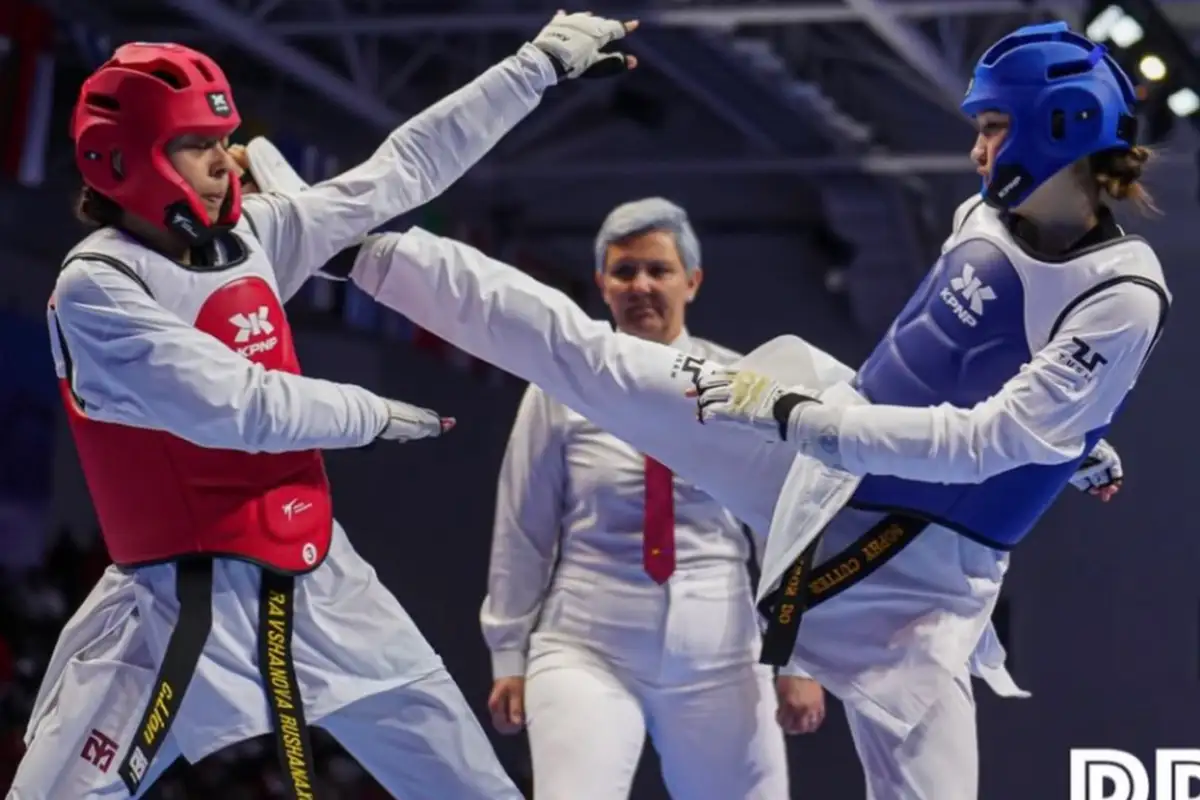 Sophy Cutter competes on Team USA at the 2026 World Taekwondo Junior Championships in Tashkent, Uzbekistan