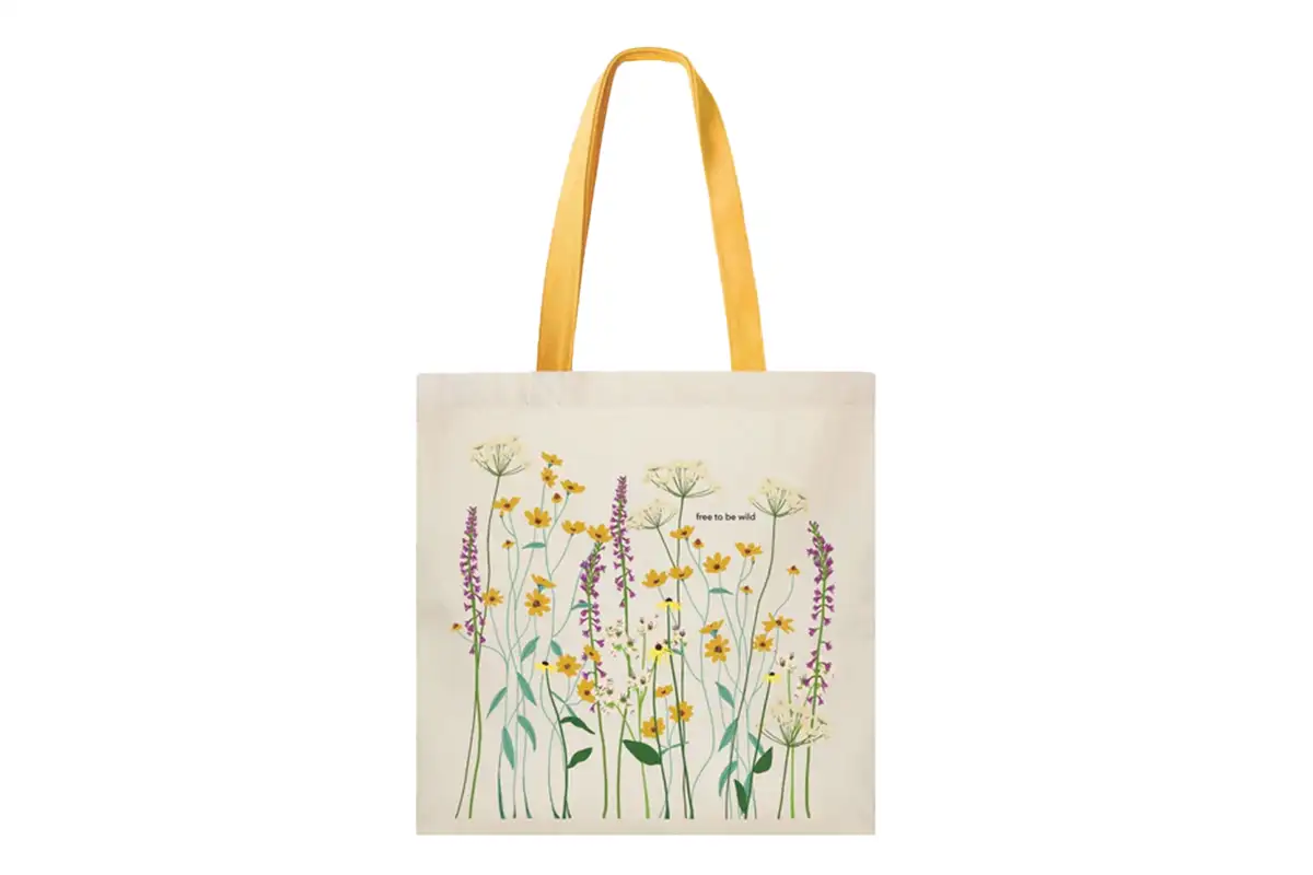 Tote bag with wildflower pattern