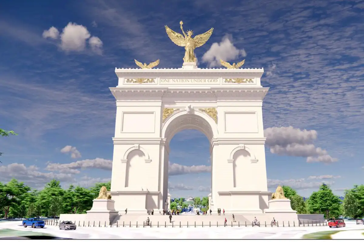 a rendering of the arch President Trump plans to build in DC