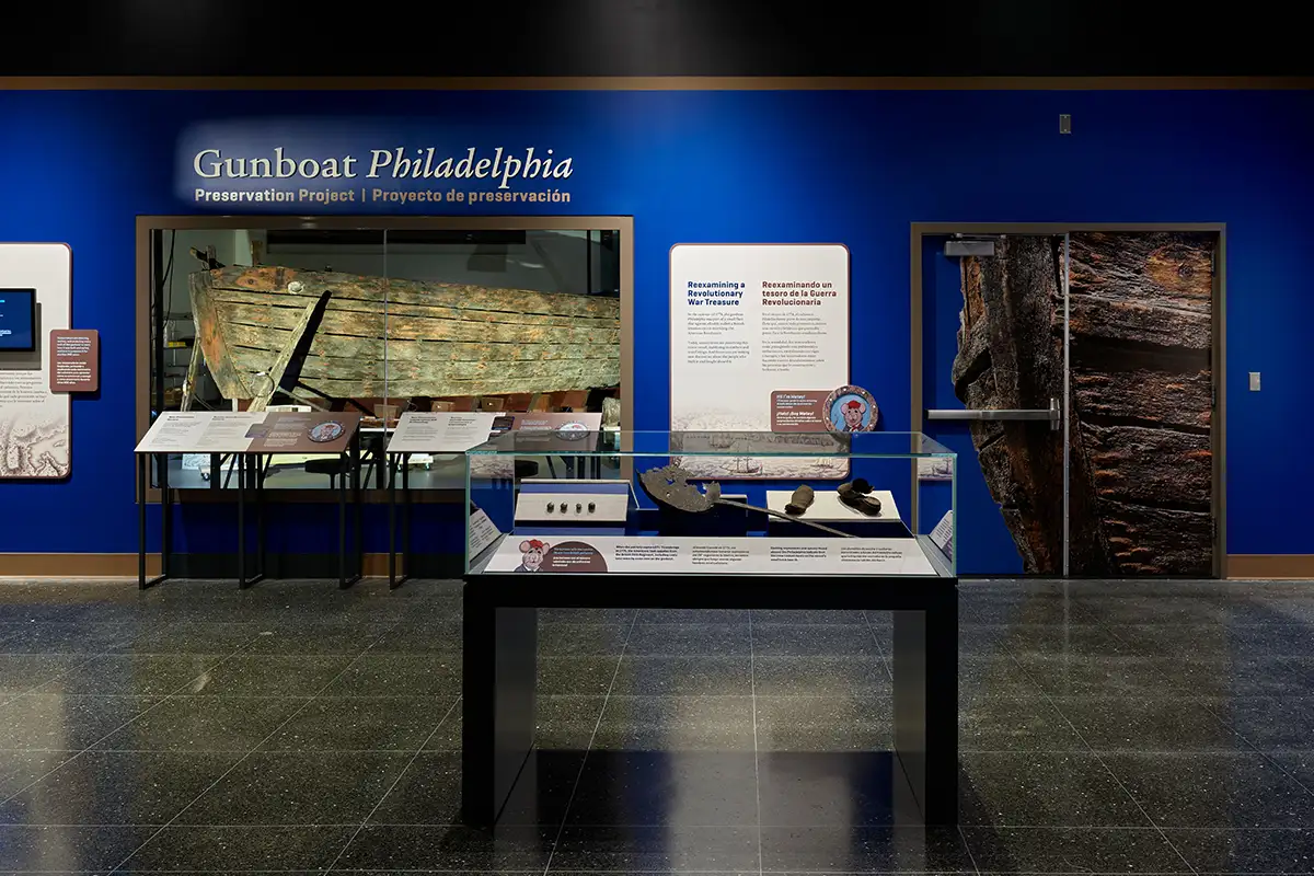 Among the Smithsonian’s National Museum of American History exhibition’s most compelling centerpieces is the gunboat Philadelphia, the oldest surviving intact American fighting vessel and one of the most remarkable surviving artifacts of the Revolutionary era.