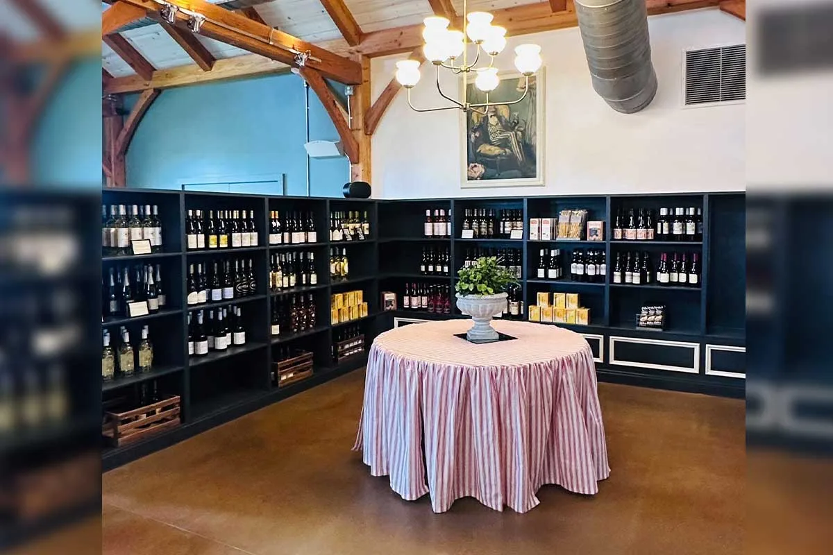 wine shelves at staples grocery company