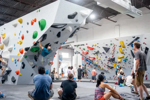 People watching and climbing at Sportrock Climbing Center