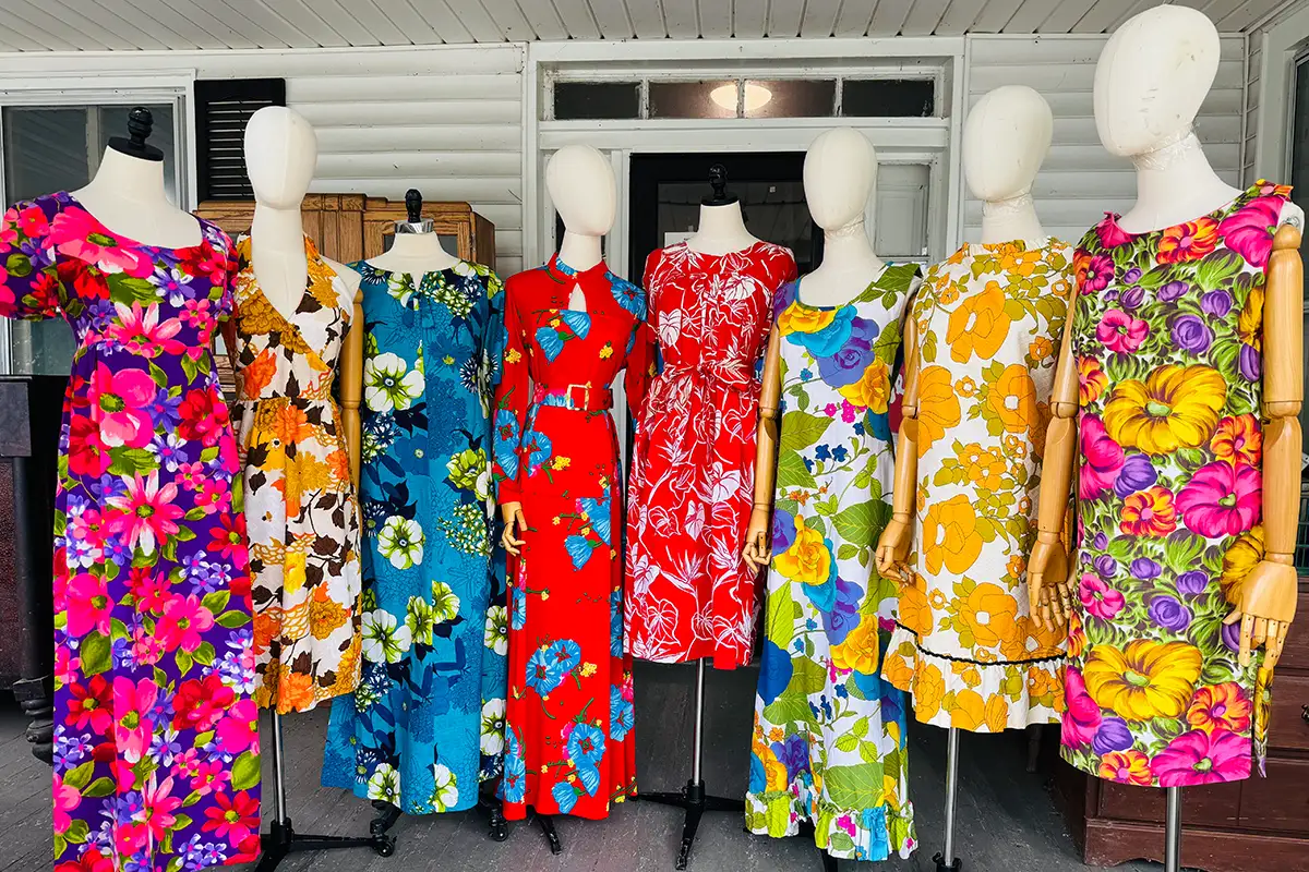 Mannequins styled with dresses from Nostalgia