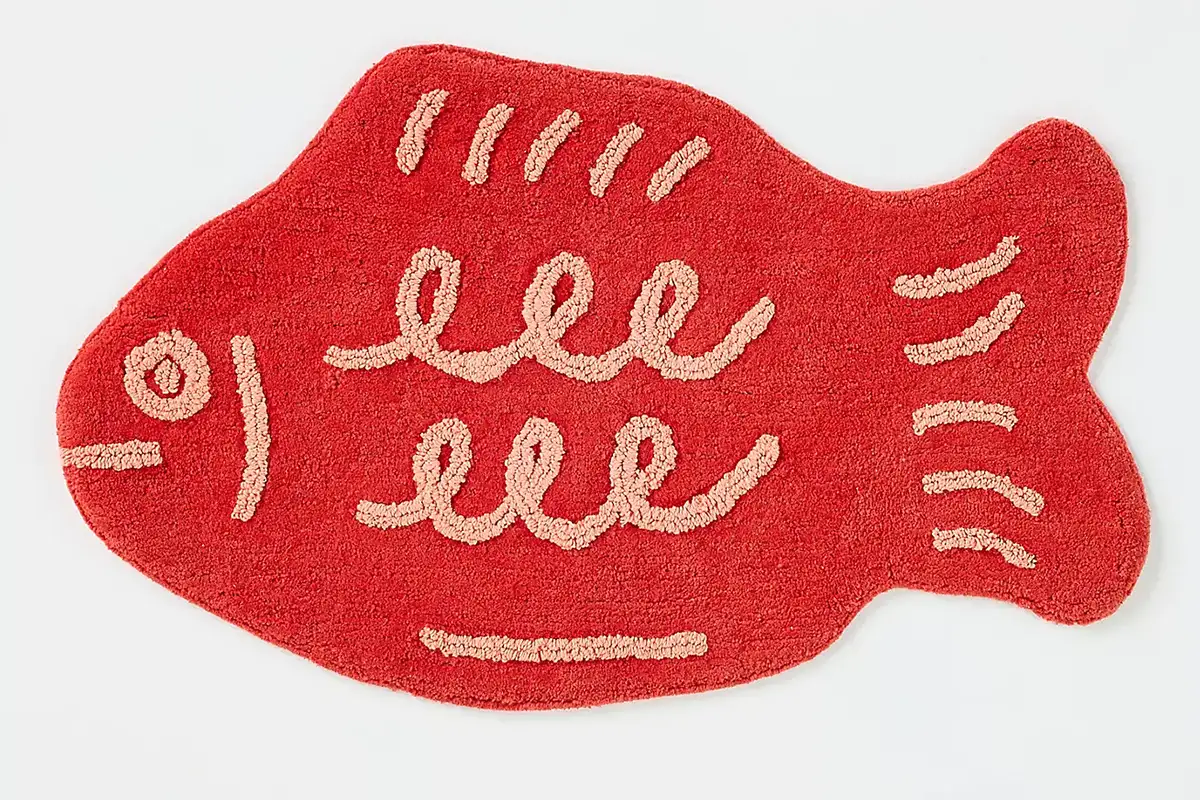 Candy fish cotton tufted shaped bathmat